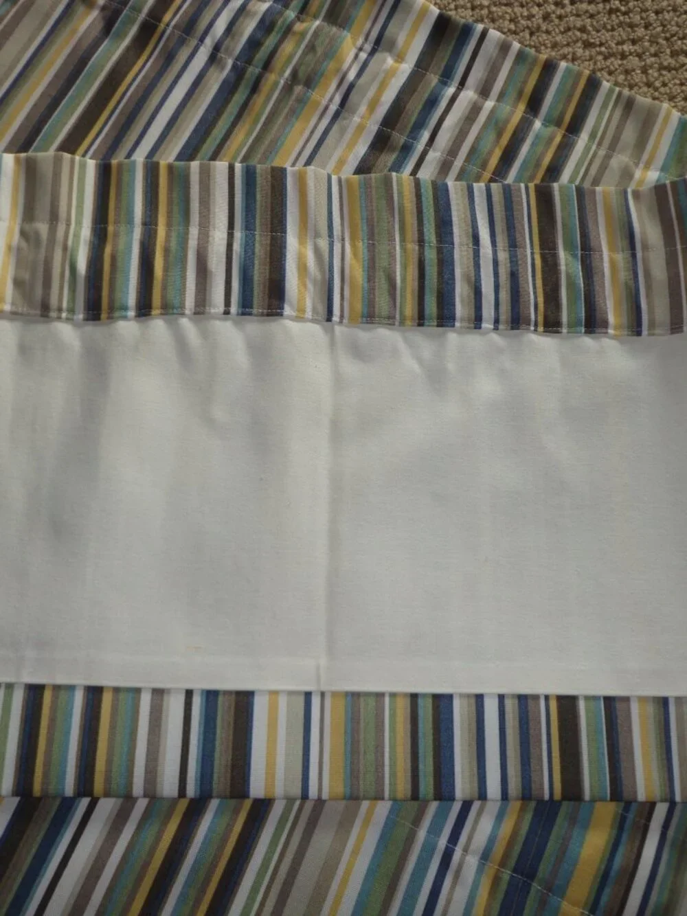 Pair Window Valances Striped Multi Fully Inner Lined Straight/Tailored